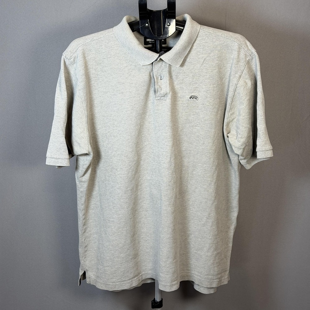 Ecko Unltd Polo Shirt Mens XL Gray Solid Knit Rhino Logo Casual Short Sleeve